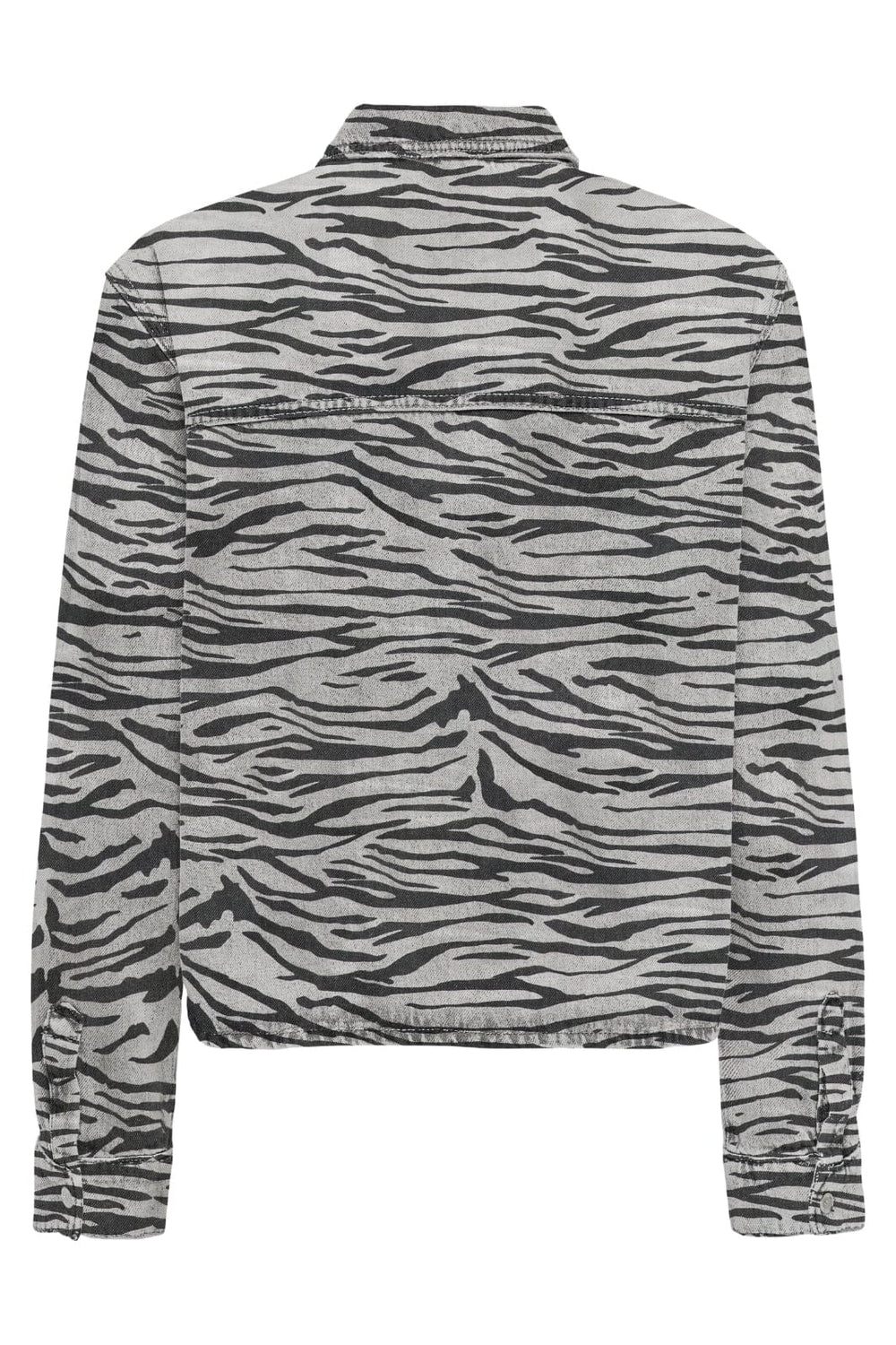 Only - Onlcassie Ls Zebra Shirt Sik - 4839009 Light Grey Denim Zebra Skjorter