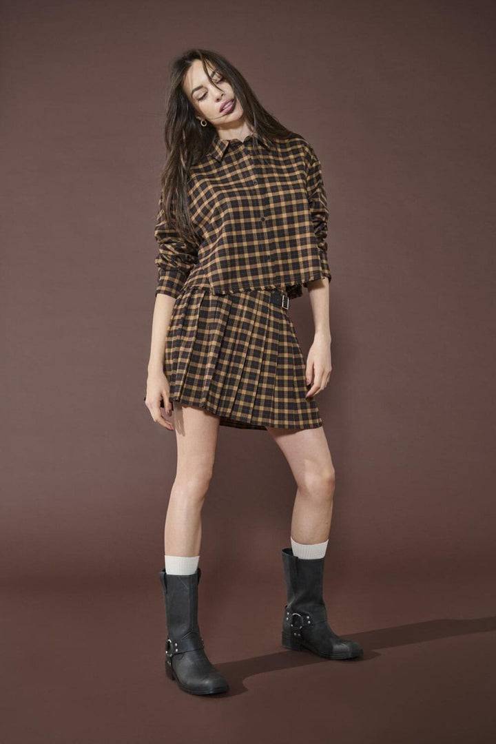 Only - Onlcat Life L/S Check Shirt - 4859341 Chipmunk Black Coffee