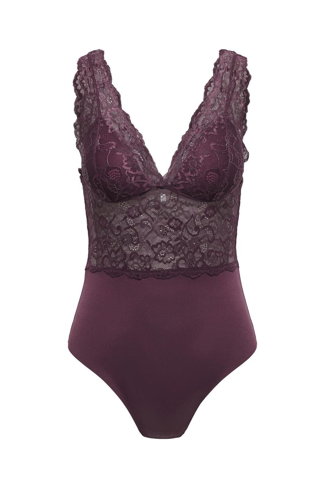 Only - Onlchloe Glitter Lace Bodystocking Acc - 4868948 Winetasting Silver-Lurex