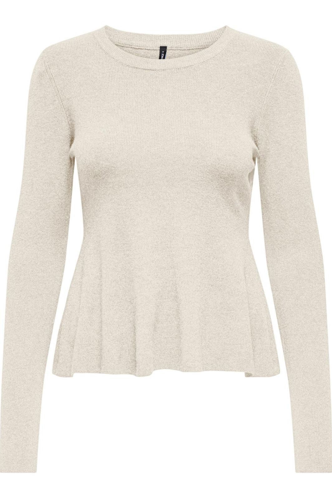Only - Onlcoco Life Ls Rib Oneck Peplum Cc Knt - 4905144 Birch Strikbluser