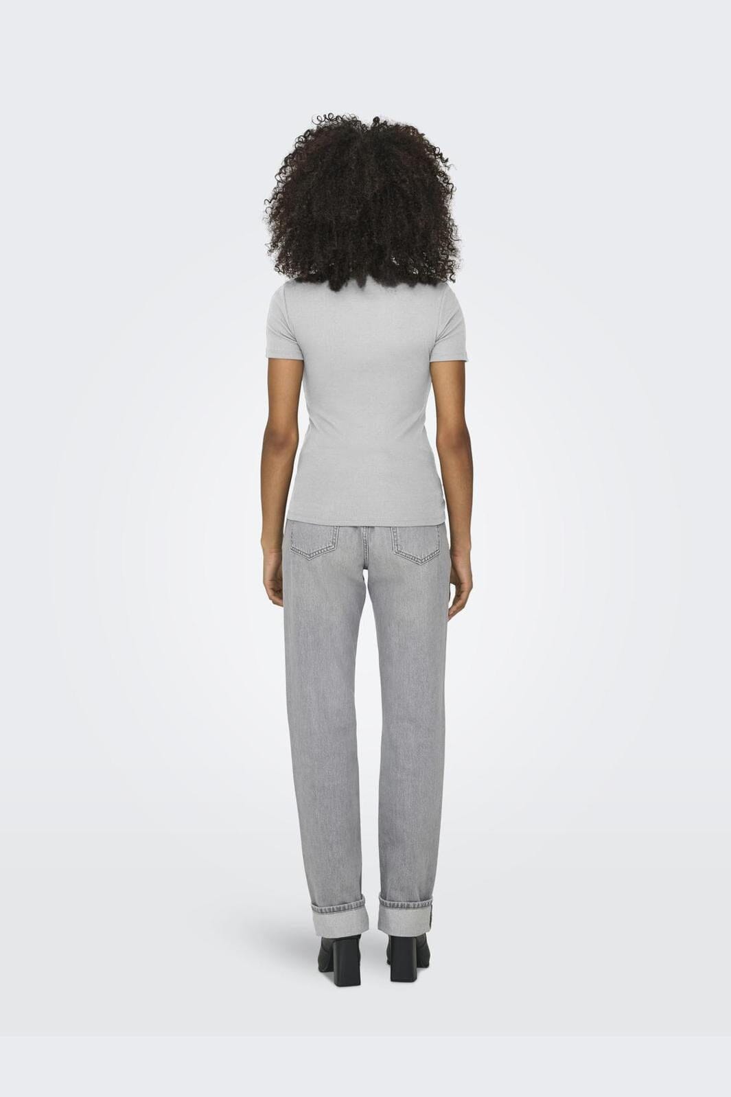 Only - Onleasy S/S O-Neck Top Box - 4696684 Light Grey Melange
