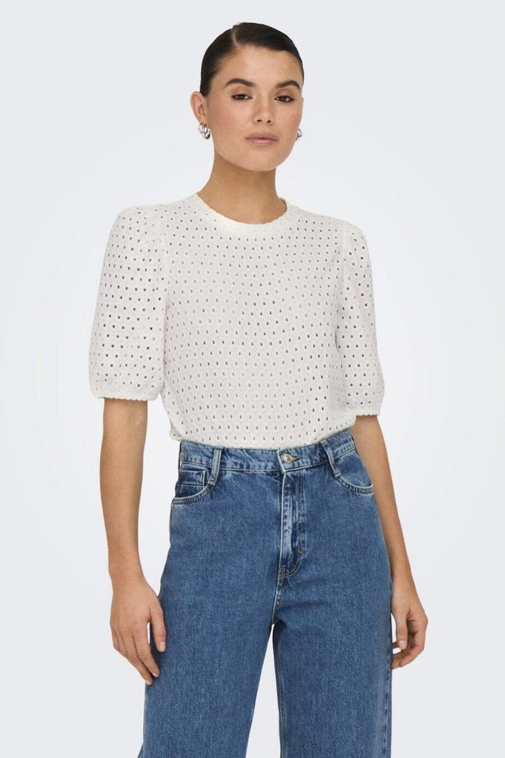 Only - Onlelisa S/S O-Neck Top Box - 4738419 Cloud Dancer