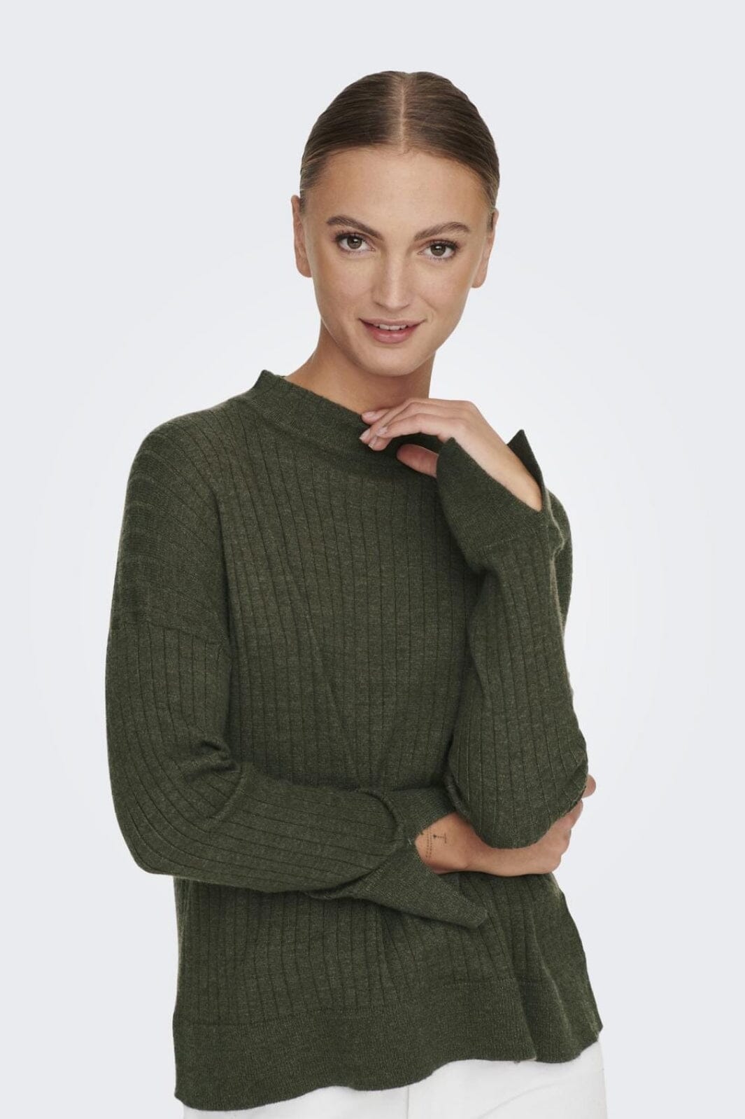 Only - Onlfia Katia L/S Rib Pullover Knt - 4110618 Kalamata