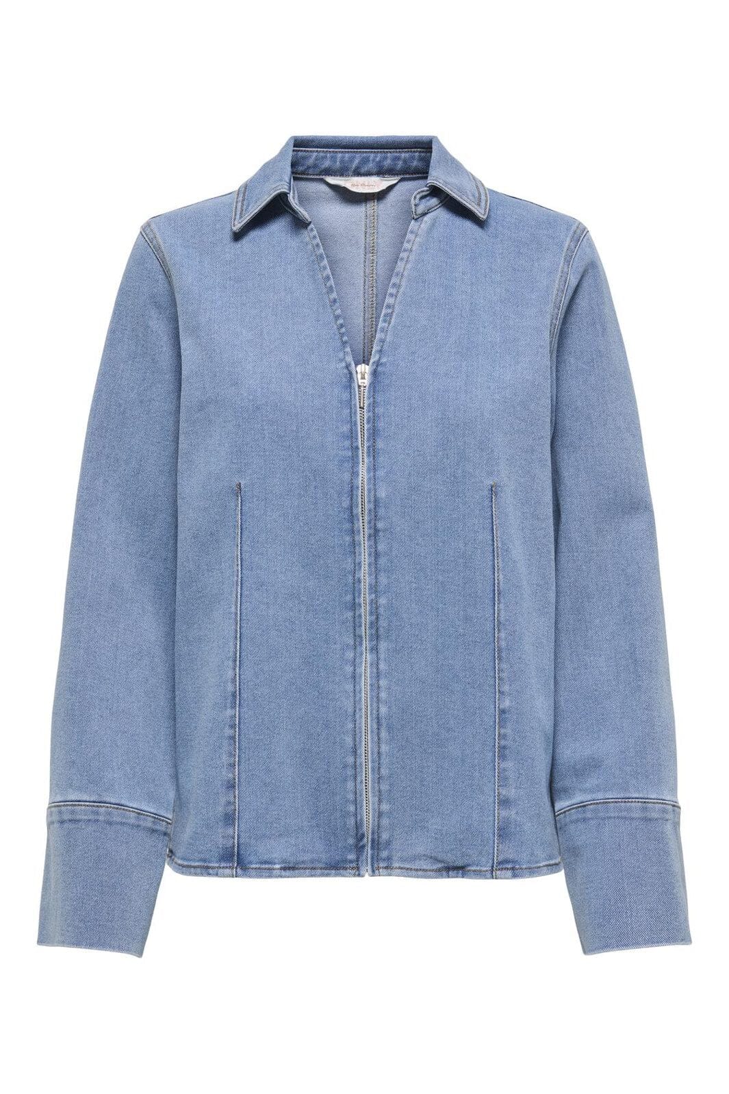 Only - Onlfrida Ls Zip Shirt Gua - 4879773 Light Medium Blue Denim