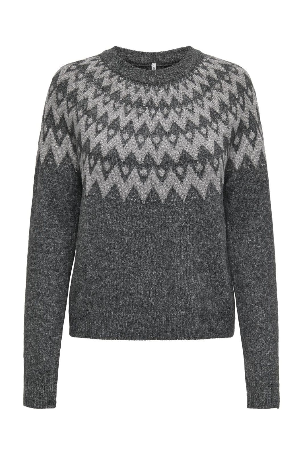 Only - Onlfry Ls Jq Glitter O-Neck Cc Knt - 4776861 Dark Grey Melange Silver Glitter