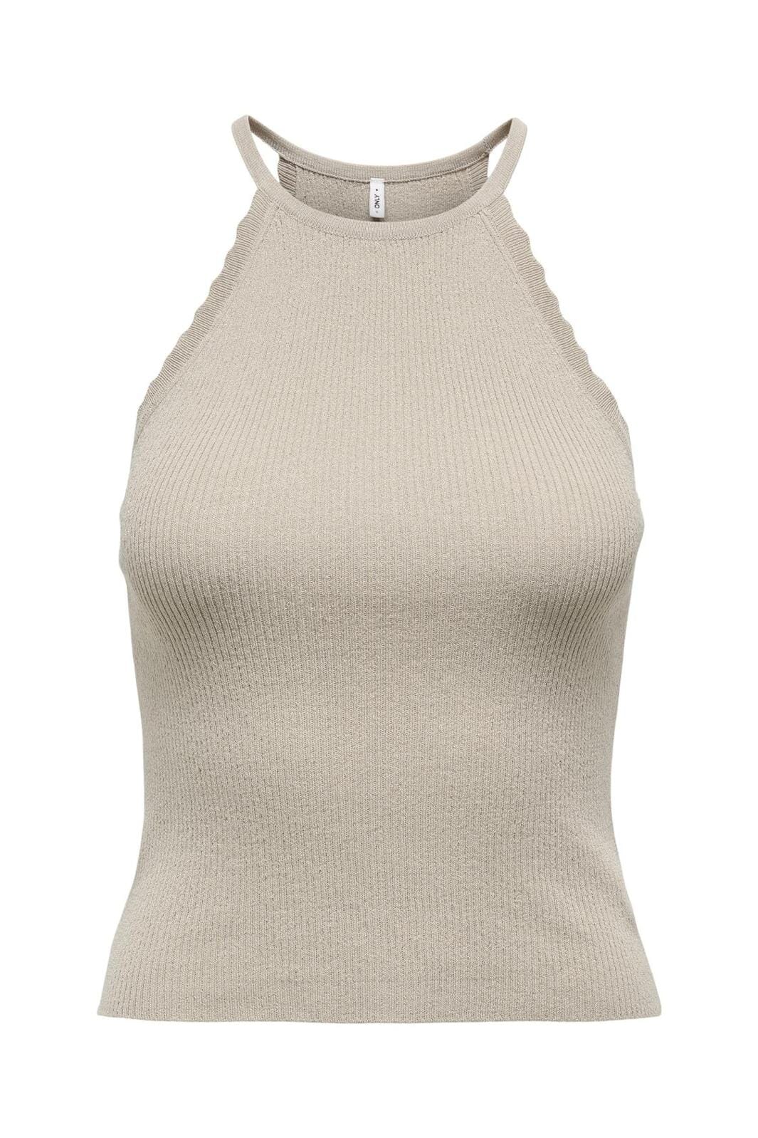 Only - Onlgemma Sl Scallop Hltneck Top Knt - 4710703 Feather Gray