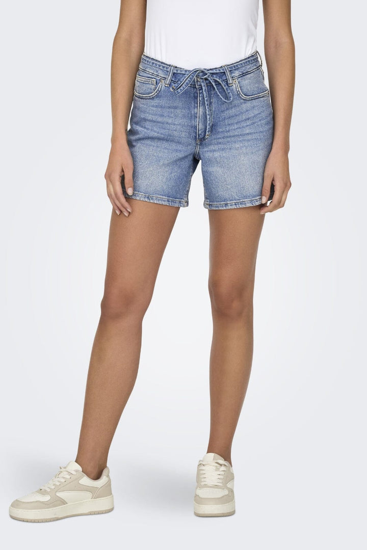 Only - Onlgianna Belted Shorts Azg - 4888972 Light Blue Denim