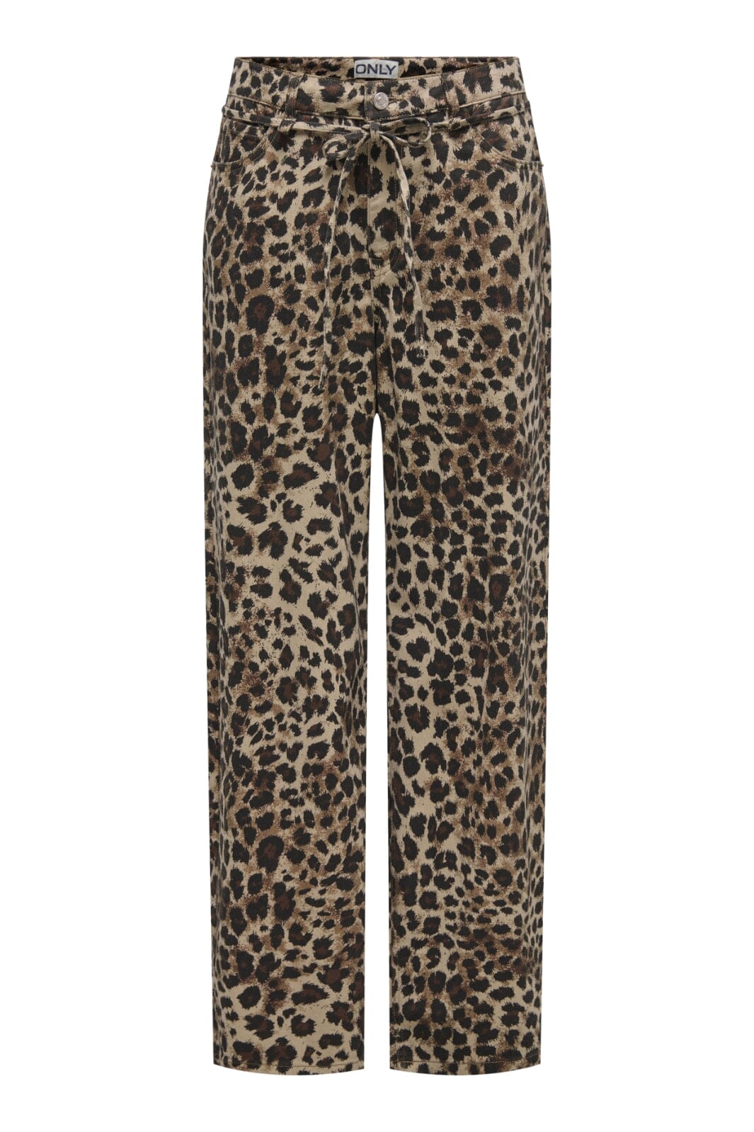 Only - Onlgianna Straight Belt Pant - 4718899 Light Taupe W Black Leo Jeans