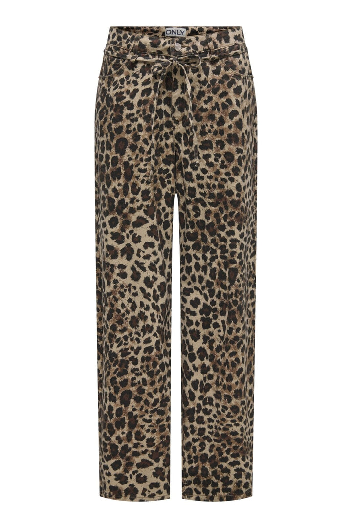 Only - Onlgianna Straight Belt Pant - 4718899 Light Taupe W Black Leo Jeans