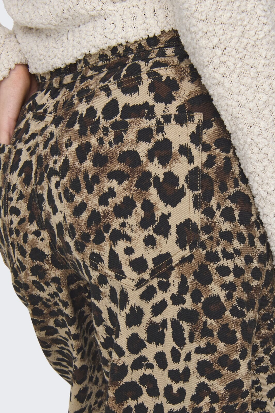 Only - Onlgianna Straight Belt Pant - 4718899 Light Taupe W Black Leo Jeans