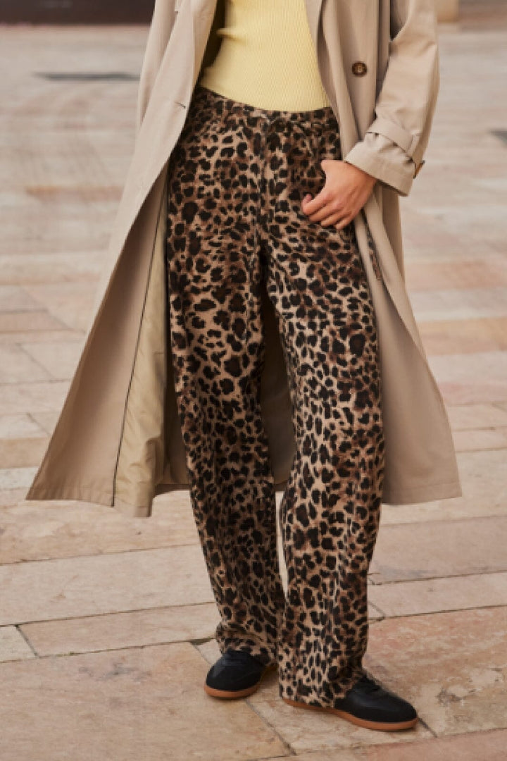 Only - Onlgianna Straight Belt Pant - 4718899 Light Taupe W Black Leo Jeans