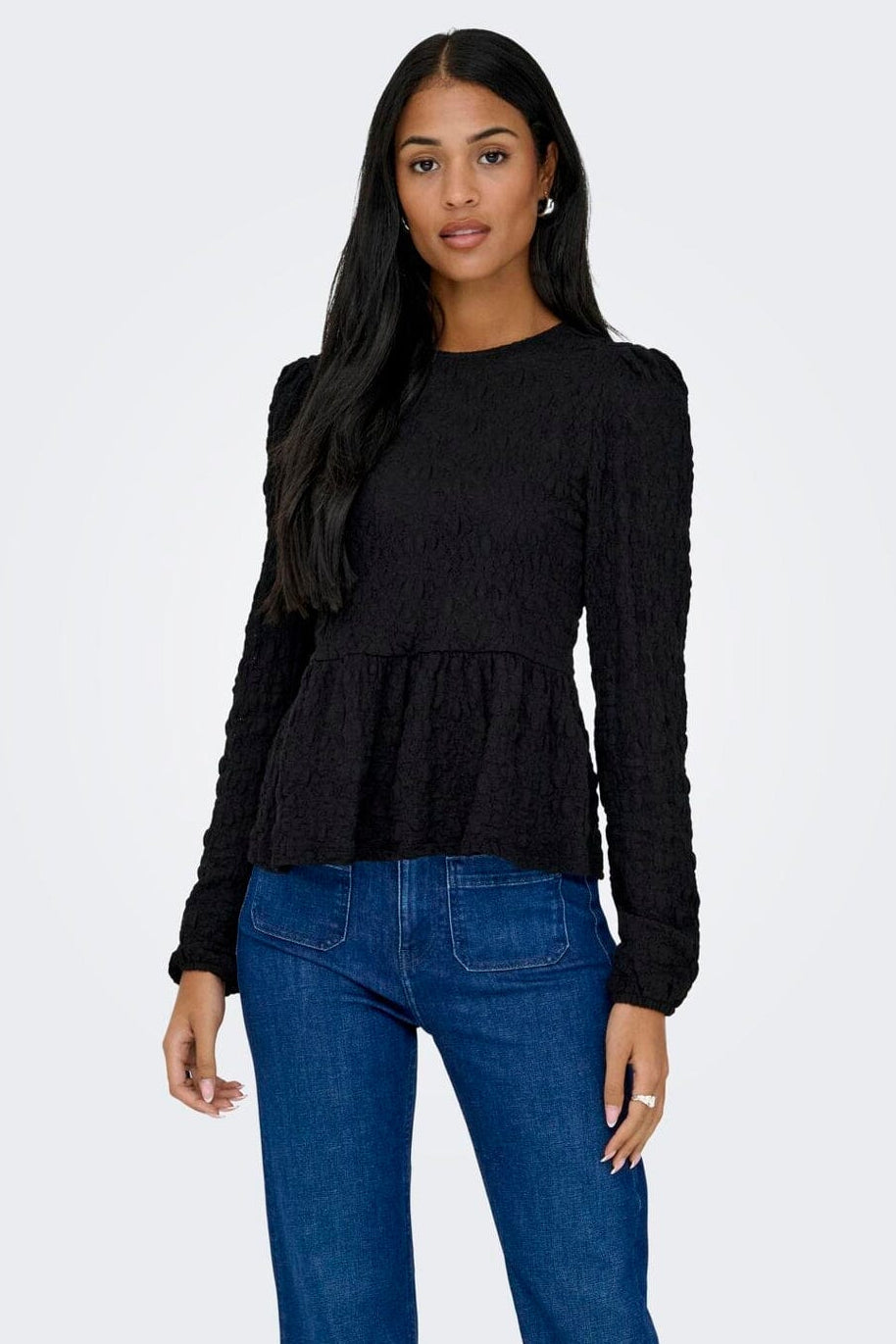 Only - Onlgiavanna L/S Peplum Top - 4957158 Black
