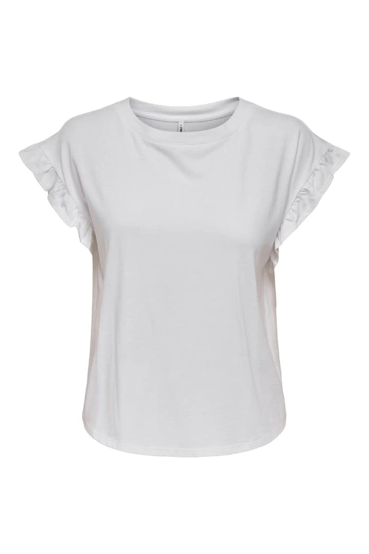 Only - Onlgrape S/S Frill O-Neck Top - 4740064 Bright White