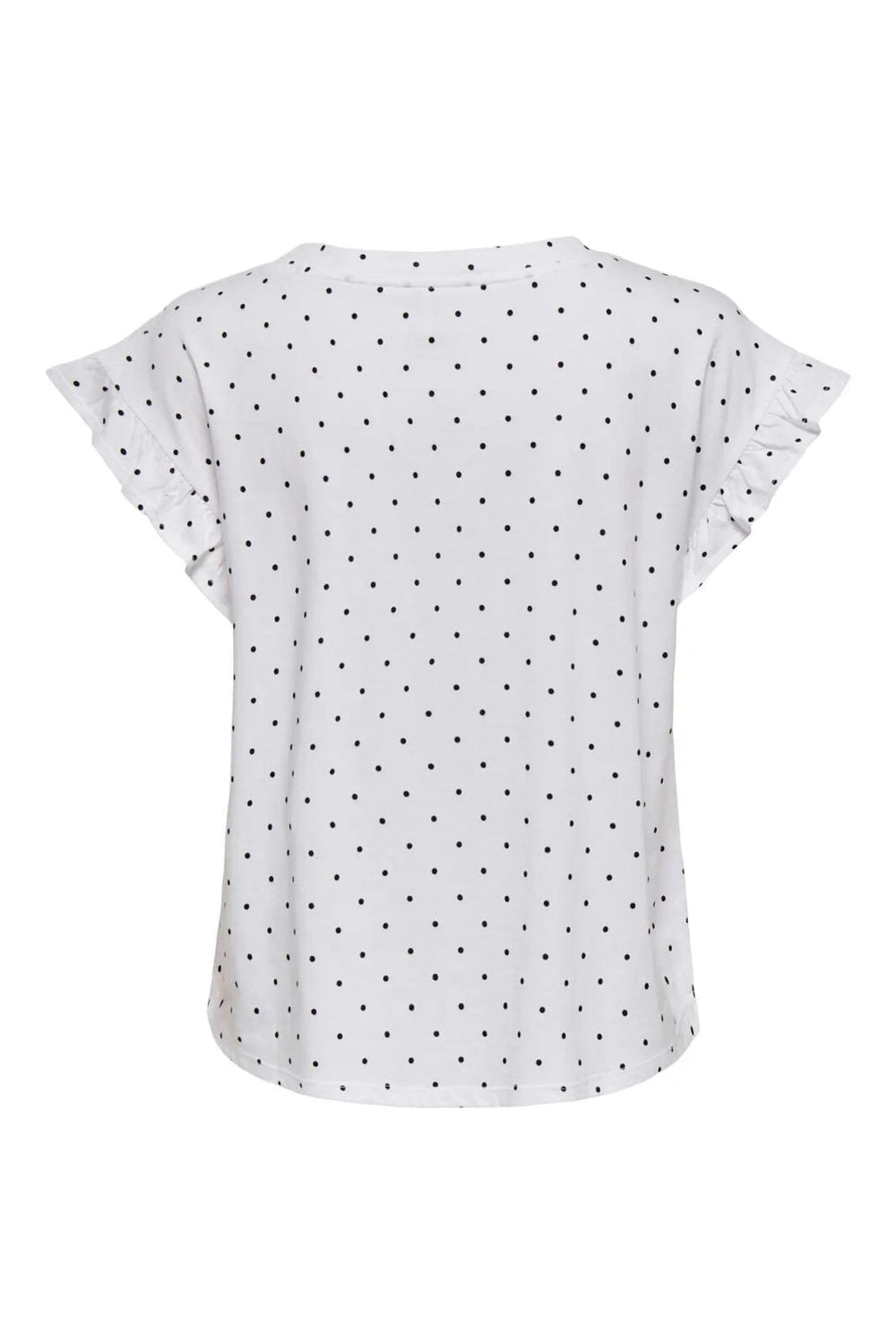 Only - Onlgrape S/S Frill O-Neck Top - 4740066 Bright White Dottie Dots (Black)