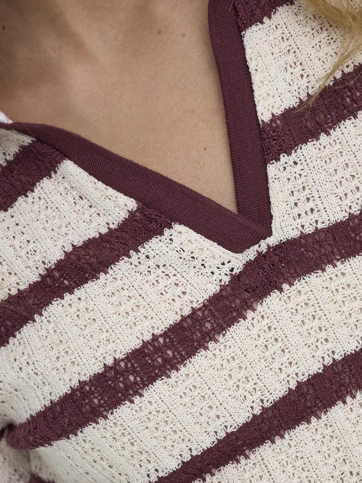 Only - Onlhalia S/S Collar Top Box - 4774257 Cloud Dancer Ruby Wine