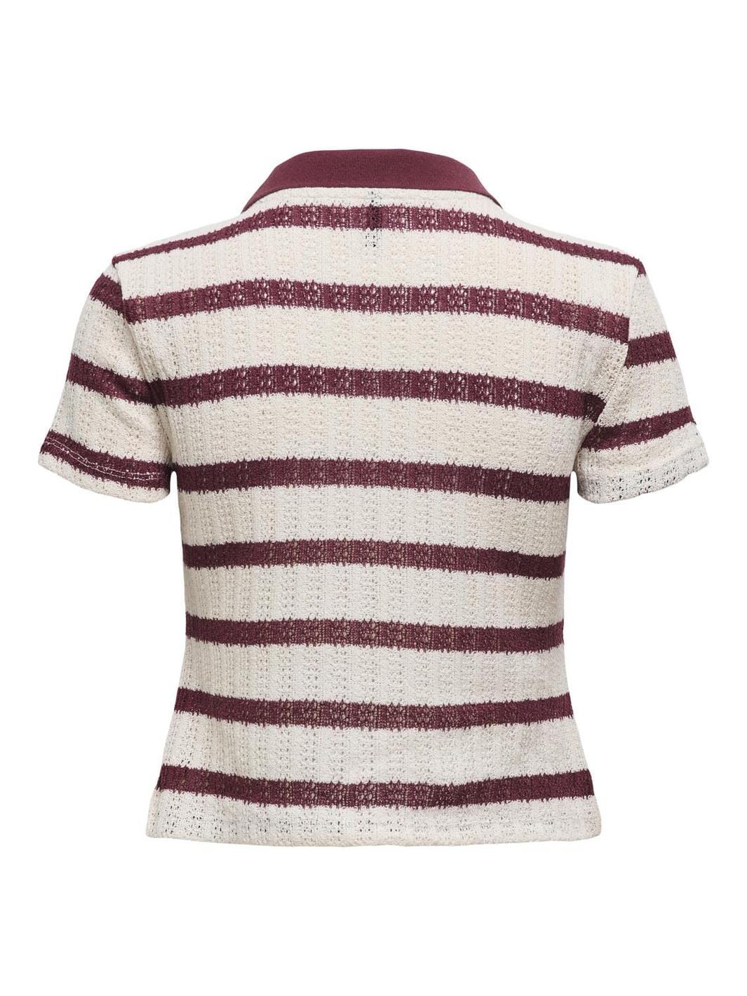 Only - Onlhalia S/S Collar Top Box - 4774257 Cloud Dancer Ruby Wine