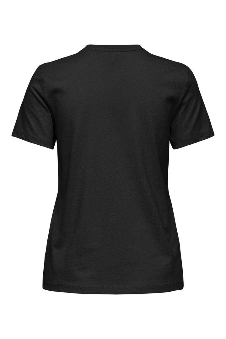 Only - Onljolly Life S/S Reg Pearl Top - 4952189 Black Pearl Emb Necklace