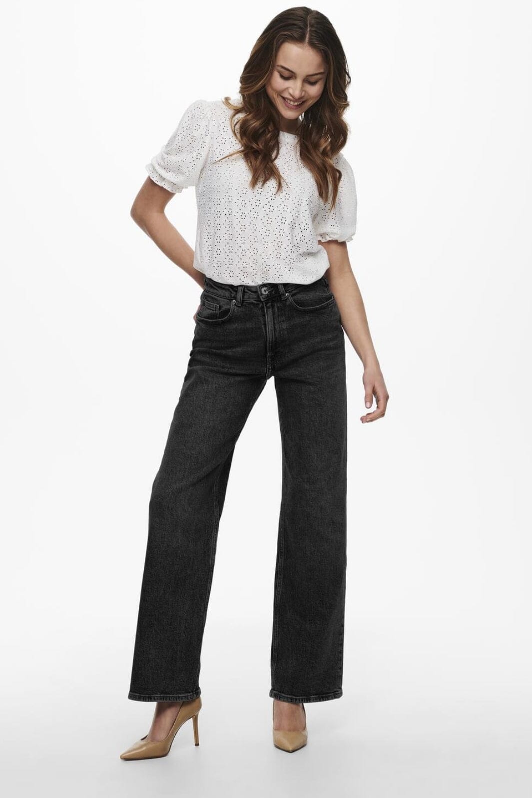 Only - Onljuicy Wide Leg Rea244 - 3860807 Black Denim Nas244