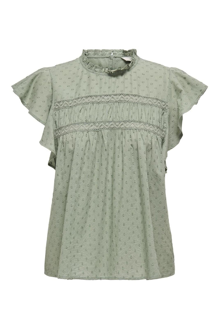 Only - Onlkatti S/S Dobby Top 15337637 - 4652136 - Hedge Green