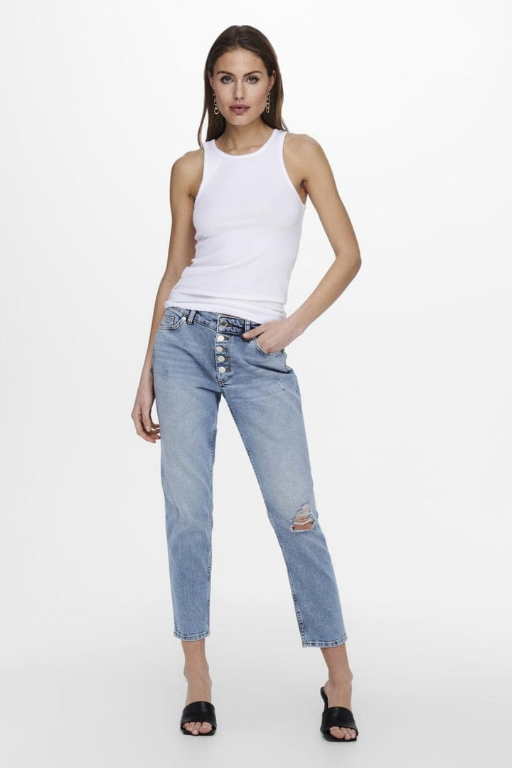 Only - Onlkenya Rib Tank Top - 3662138 White