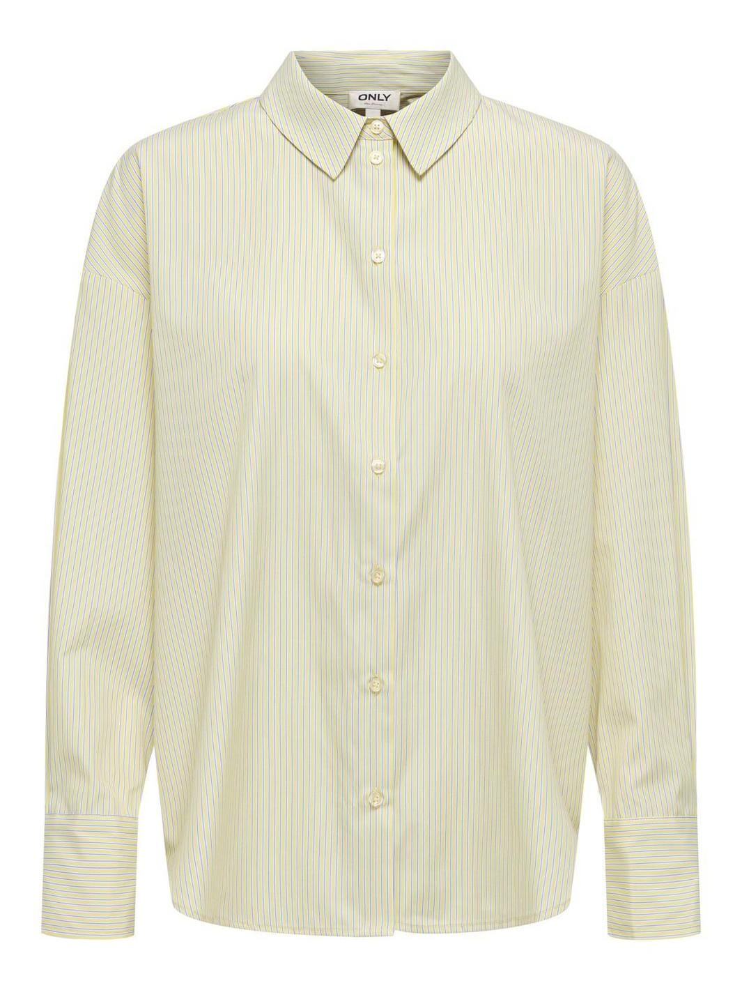Only - Onlkiri Ls Shirt Ox - 4981575 Cloud Dancer W. Lemon Meringue
