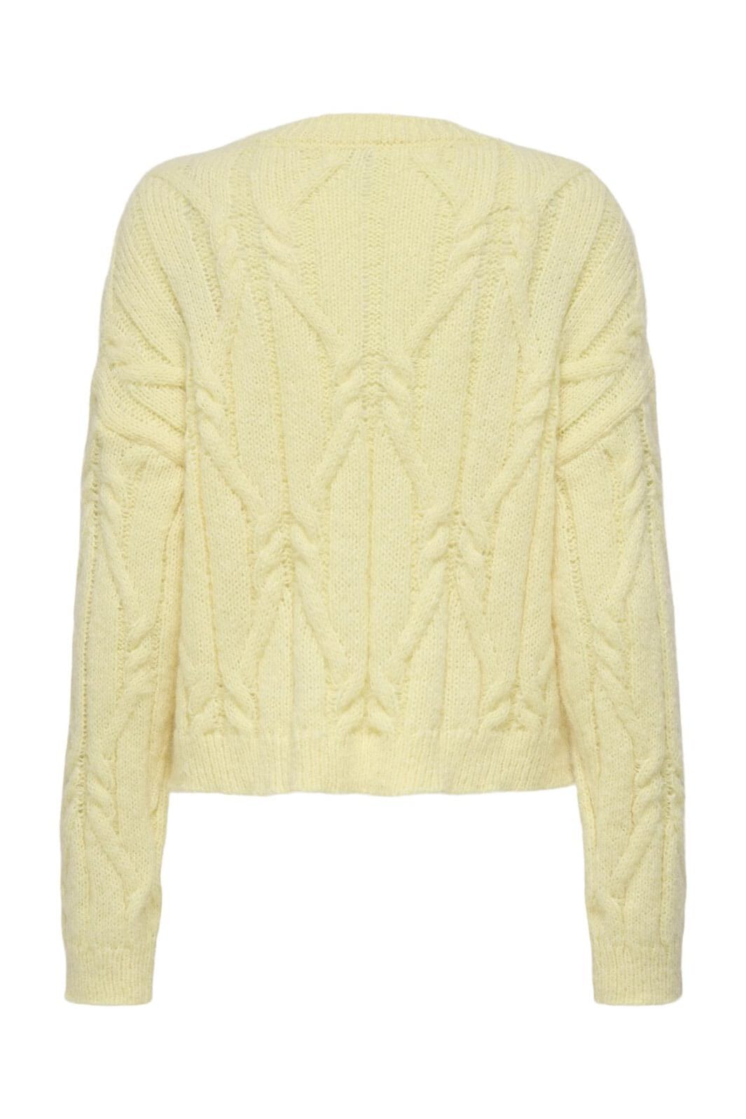 Only - Onllemina Life Ls Cable O-Neck Knt - 4944057 Pastel Yellow