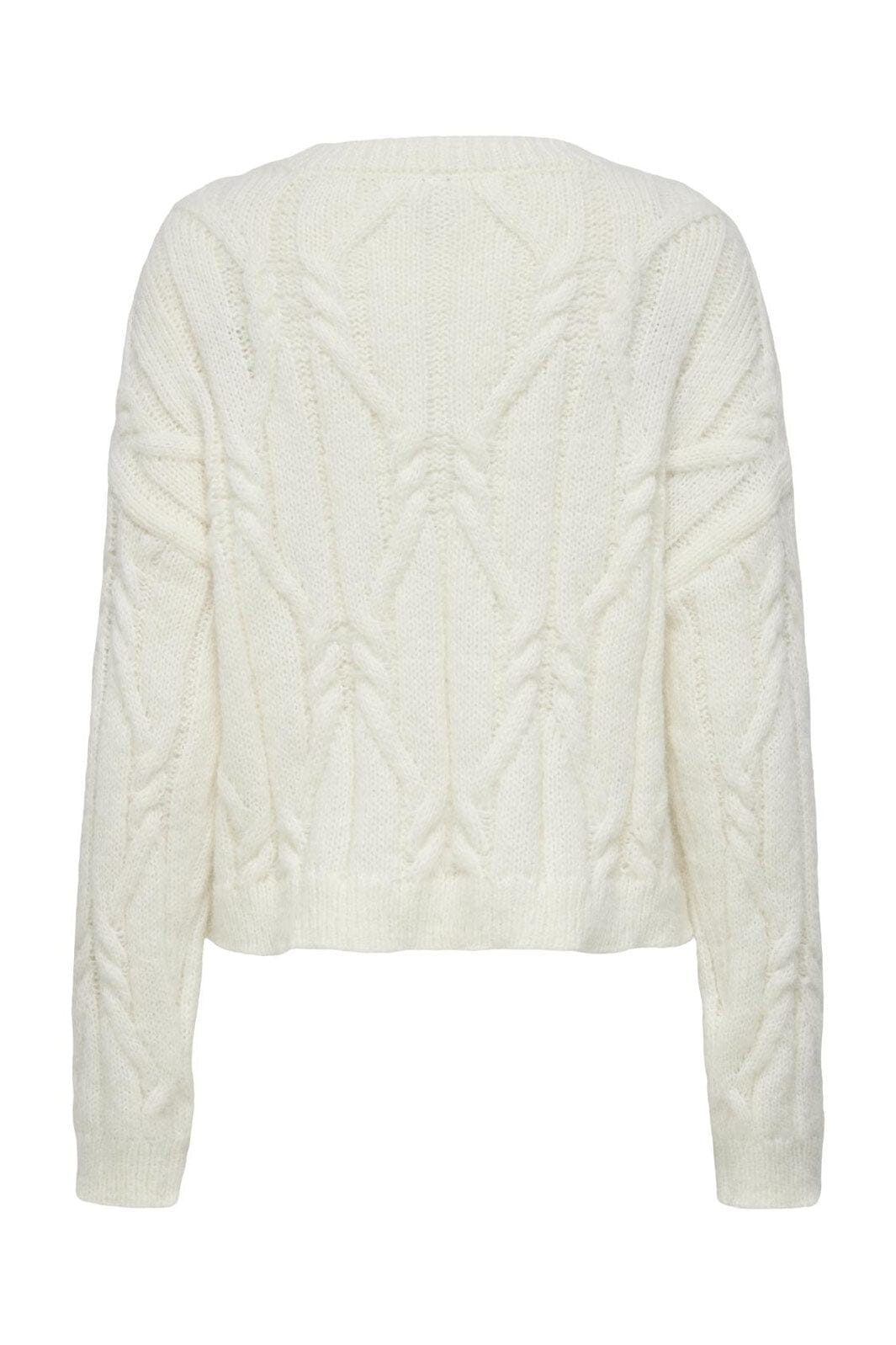 Only - Onllemina Life Ls Cable O-Neck Knt - 4944633 Cloud Dancer