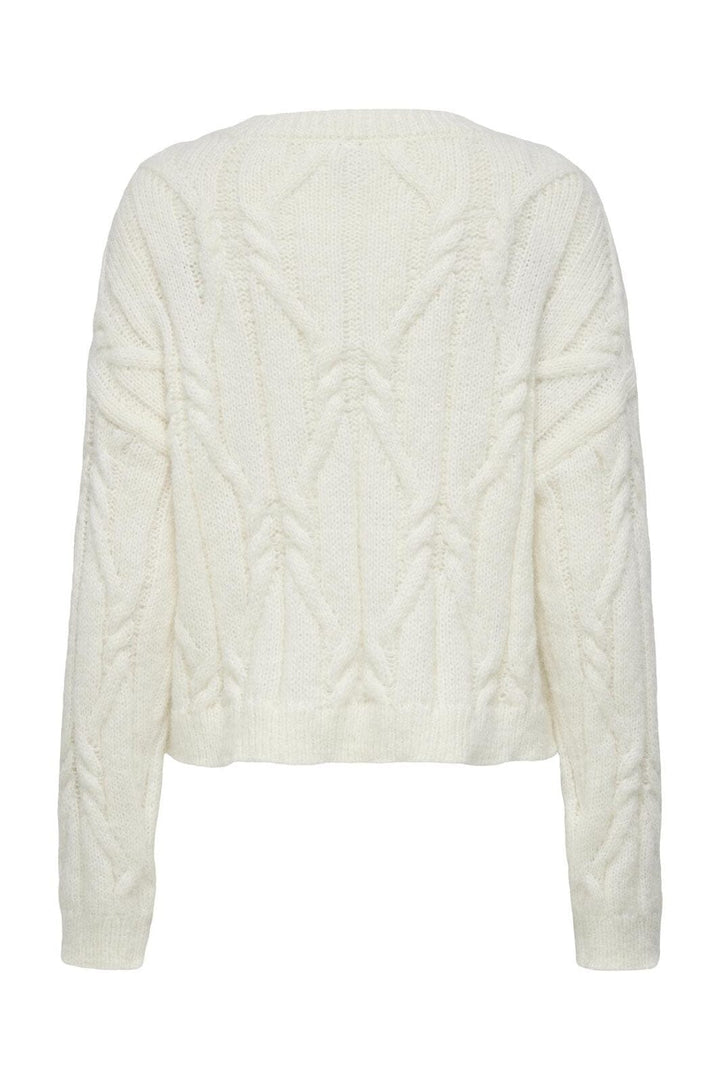 Only - Onllemina Life Ls Cable O-Neck Knt - 4944633 Cloud Dancer