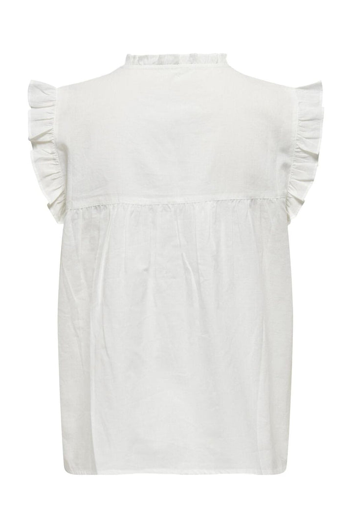 Only - Onllessy S/L Emb Top - 4678688 Cloud Dancer Cashmere Blue Embroidery