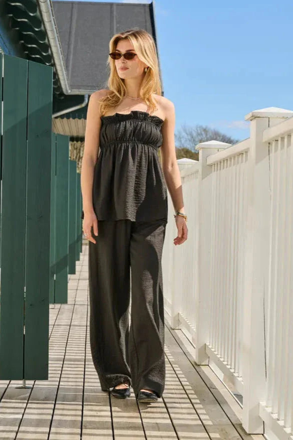 Only - Onllino Ruffle Bandeau Top Ox - 4938574 Black Toppe