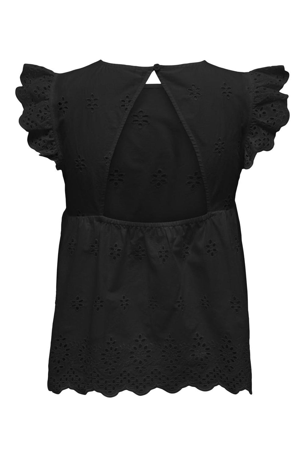 Only - Onllou Life Emb S/S Open Back Top - 4689284 Black