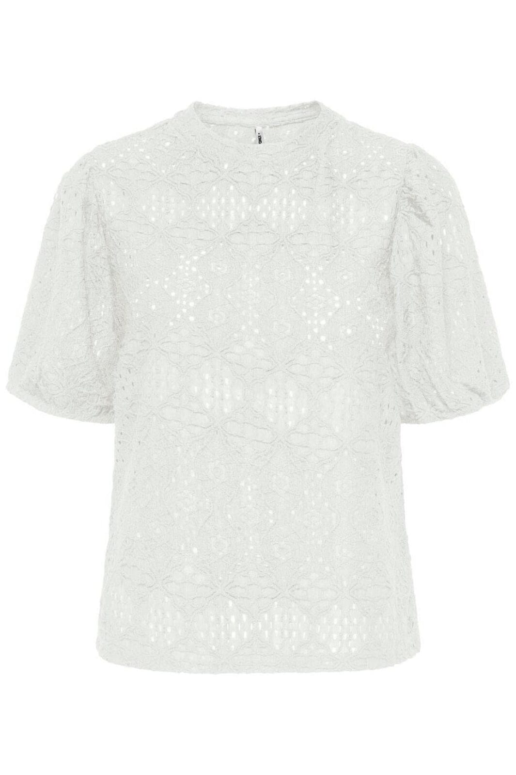 Only - Onlluz S/S Puff Sleeve Top - 4833290 Cloud Dancer Toppe