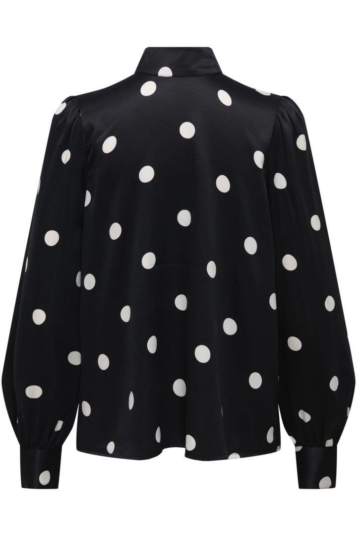 Only - Onllydia L/S Satin Bow Shirt - 4990930 Black White Dots