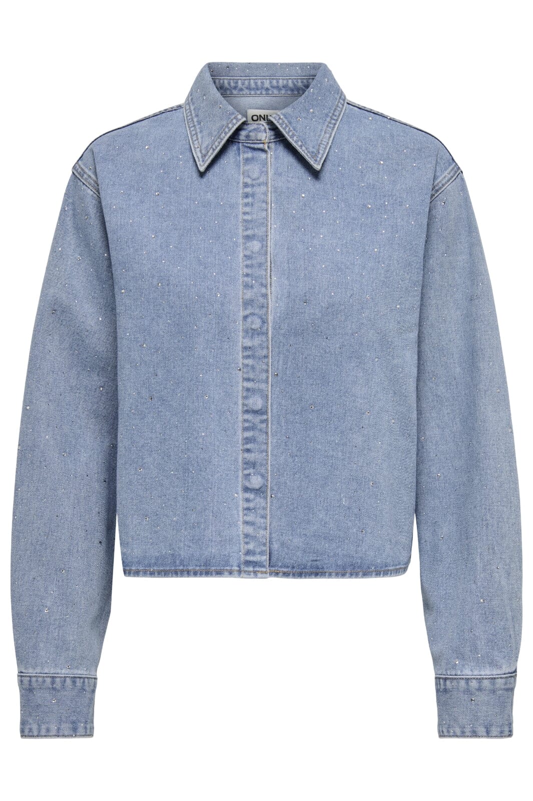 Only - Onlmaggiemay L/S Rhinest Shirt - 4849399 Light Blue Denim