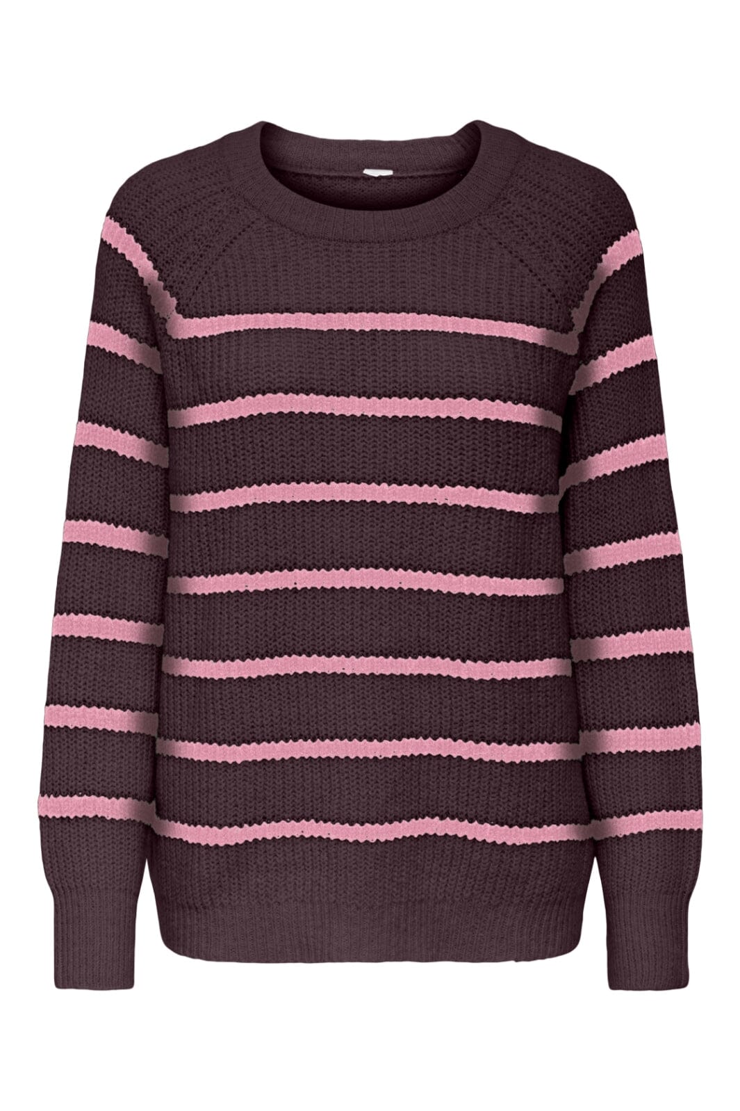 Only - Onlmally Life Ls Loose O-Neck Knt - 4894901 Winetasting Melange/Sea Pink Melange