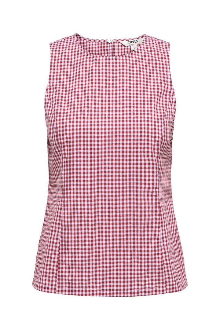 Only - Onlmaye Sl Check Top - 4955606 Salsa White