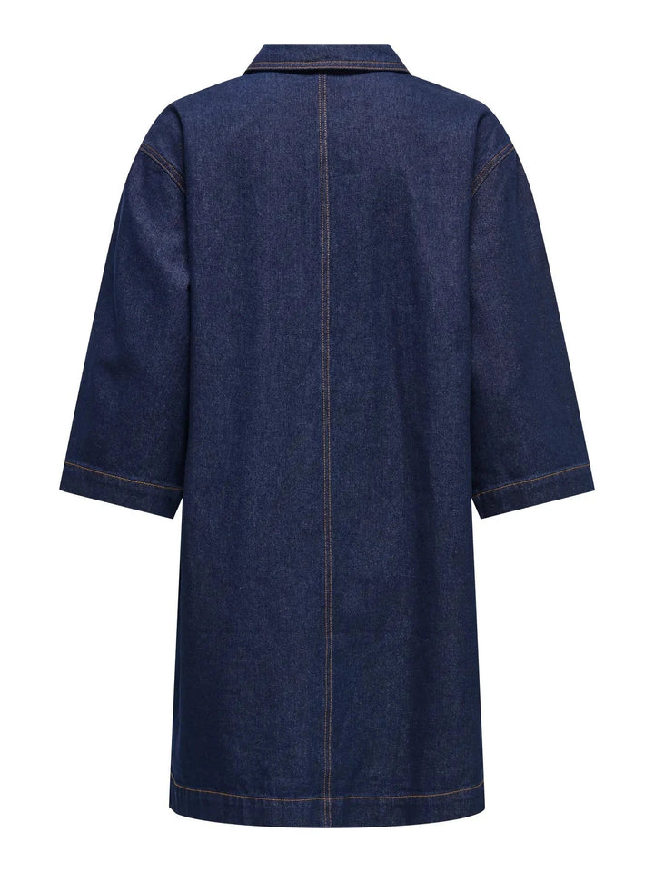 Only - Onlmiles 3/4 Zip Dress Gua - 4935217 Dark Blue Denim Kjoler