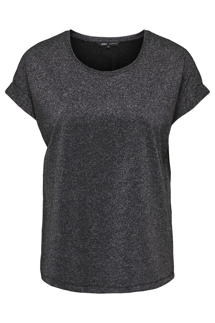 Only - Onlmoster Glitter S/S Top - 4898718 Black Silver Lurex