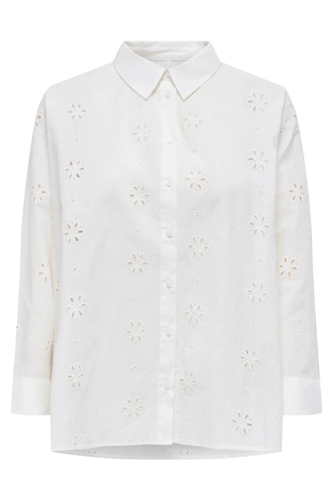 Only - Onlnew Lina Grace Ls Brod Angl Shirt - 4880065 Cloud Dancer