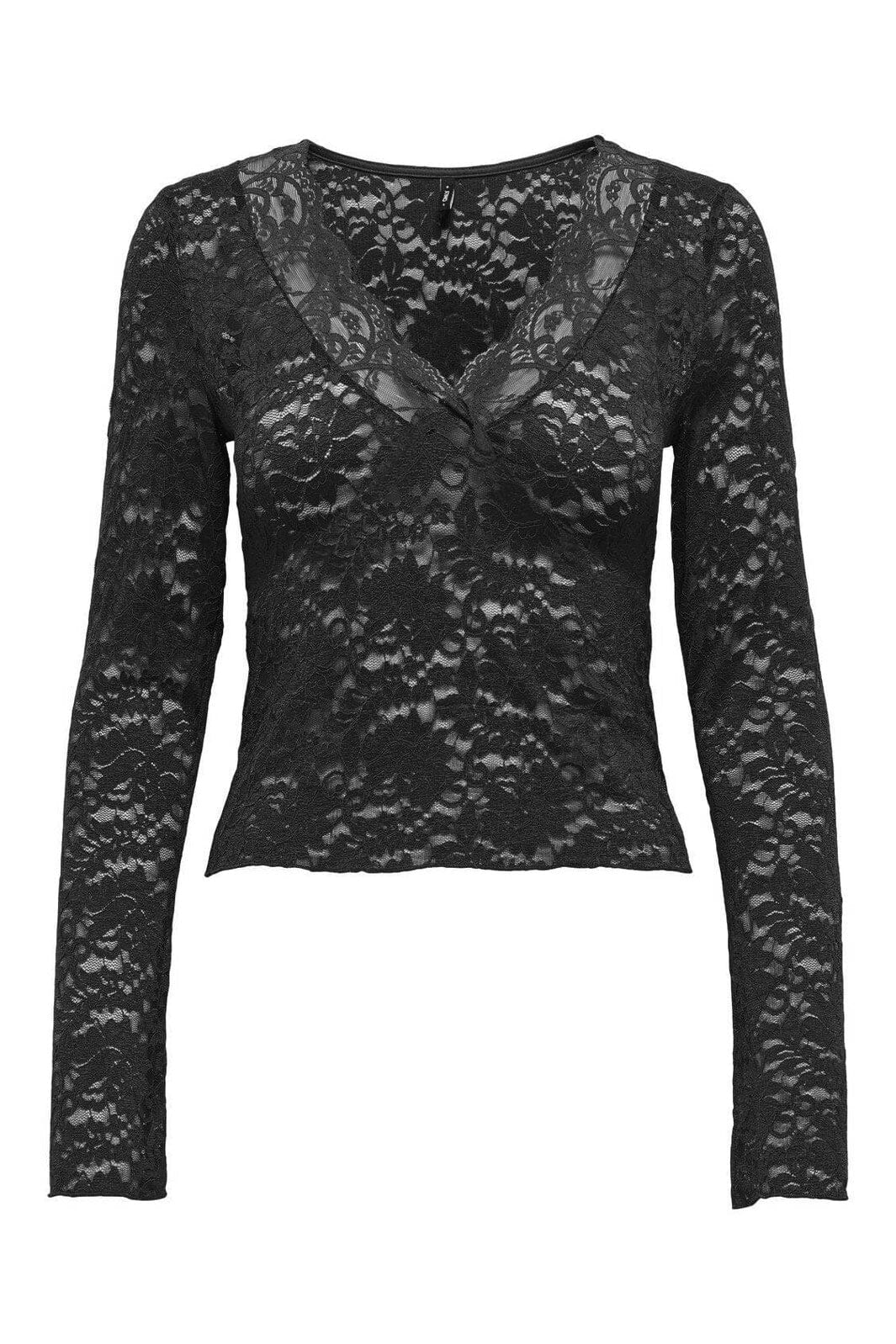 Only - Onlnikka L/S Lace Top - 4891949 Black