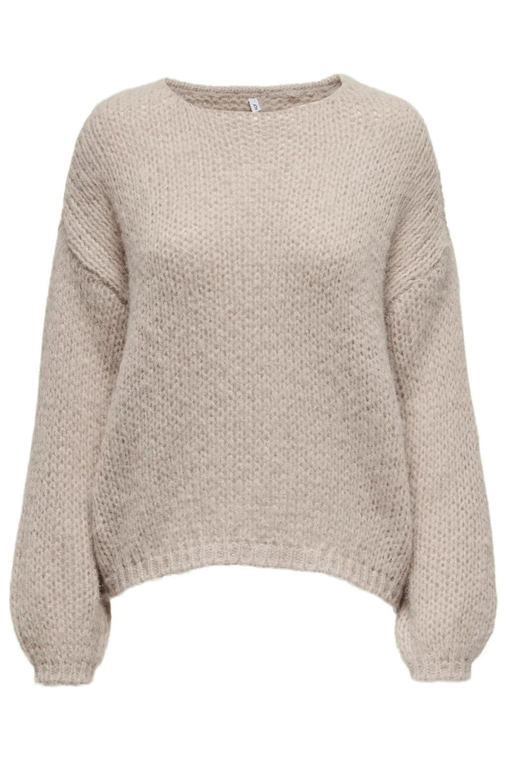 Only - Onlnordic Life Ls O-Neck Knt - 4339937 Humus Strikbluser