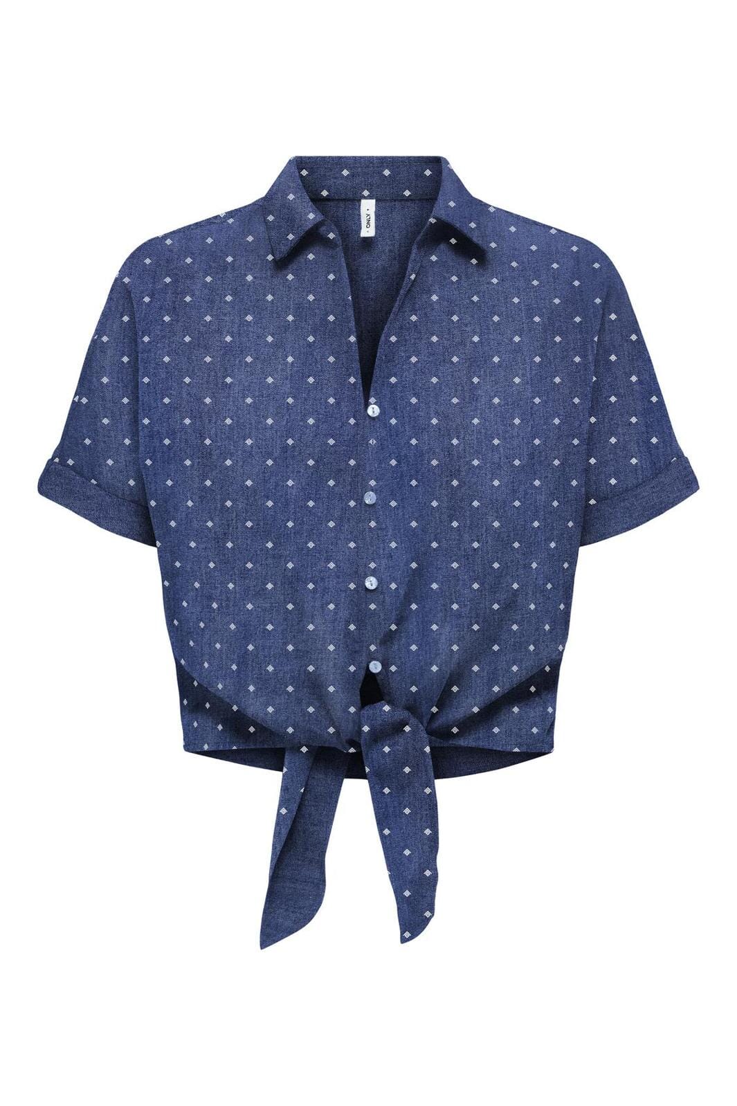 Only - Onlnova Azure S/S Knot Shirt - 4760331 Medium Blue Denim Lucky Charm