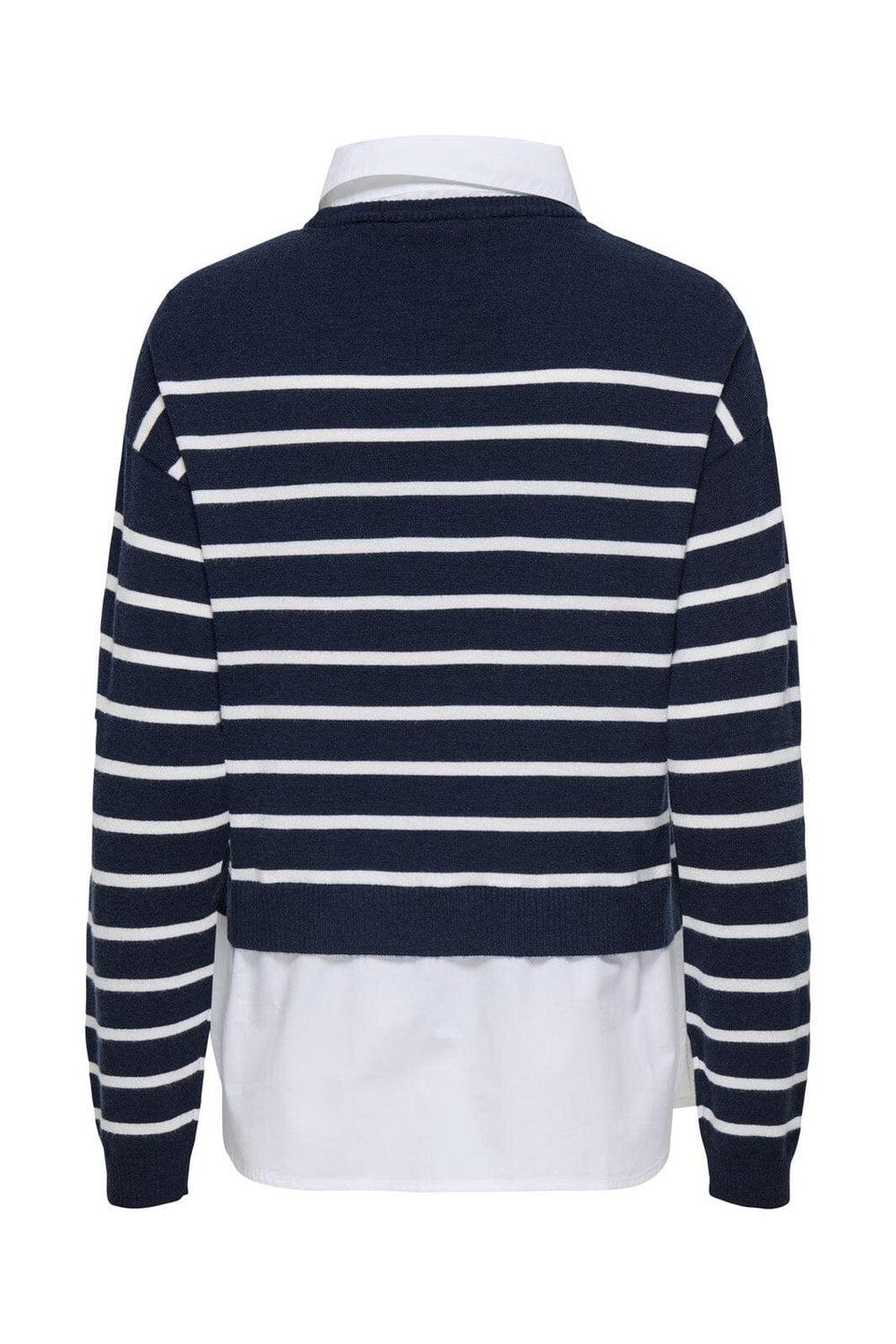 Only - Onlpayson Ls Mix Pullover Knt - 4894438 Night Sky Cloud Dancer/Cloud Dancer Woven