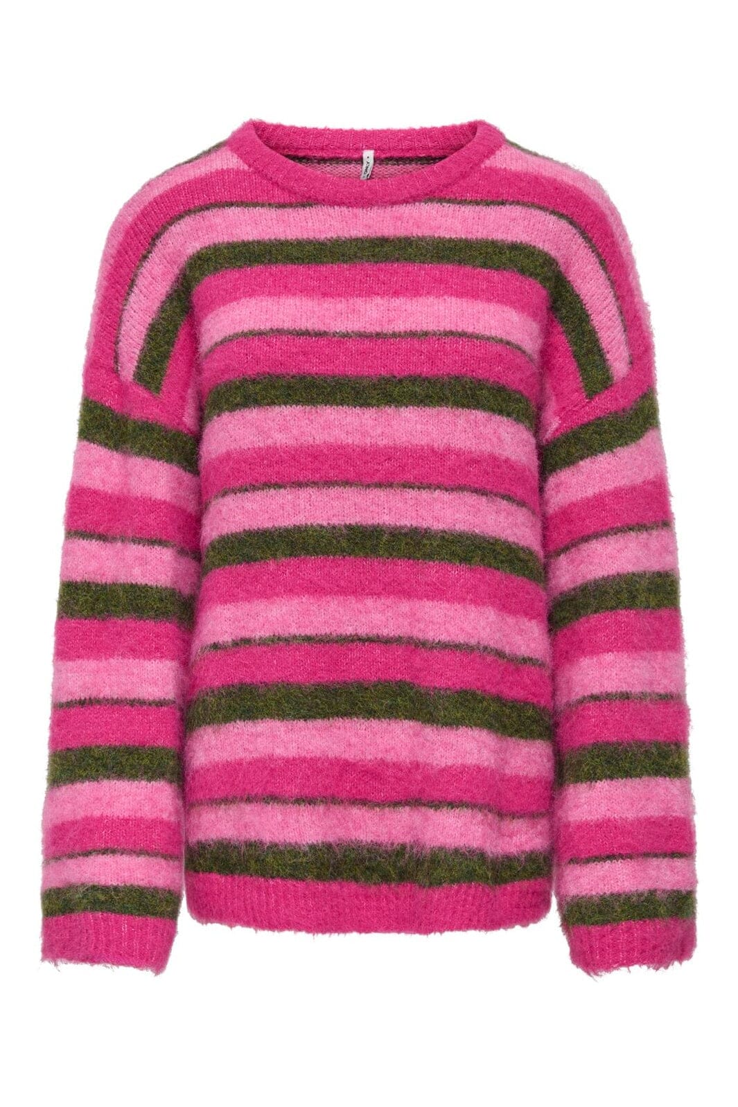 Only - Onlperil Life Ls O-Neck Knt - 5020826 Fuchsia Purple Fuchsia Pink/Olive Branch