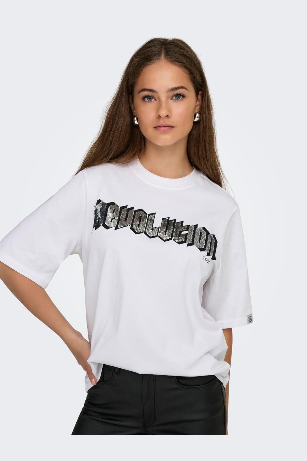 Only - Onlpuri Life S/S Top Box Pri - 4955265 Bright White Revolution + Label Puri Thunder