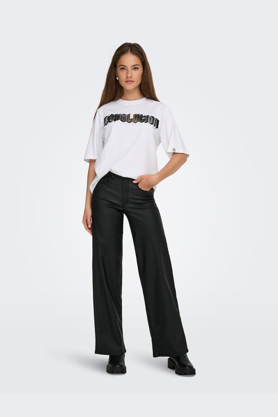 Only - Onlpuri Life S/S Top Box Pri - 4955265 Bright White Revolution + Label Puri Thunder