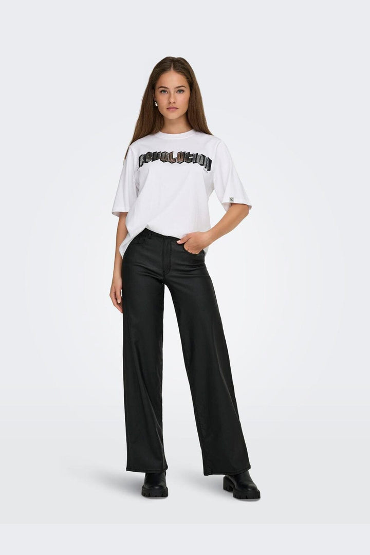 Only - Onlpuri Life S/S Top Box Pri - 4955265 Bright White Revolution + Label Puri Thunder