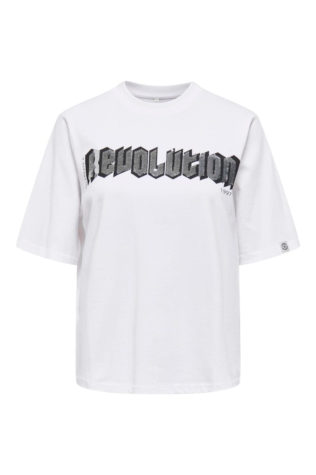 Only - Onlpuri Life S/S Top Box Pri - 4955265 Bright White Revolution + Label Puri Thunder