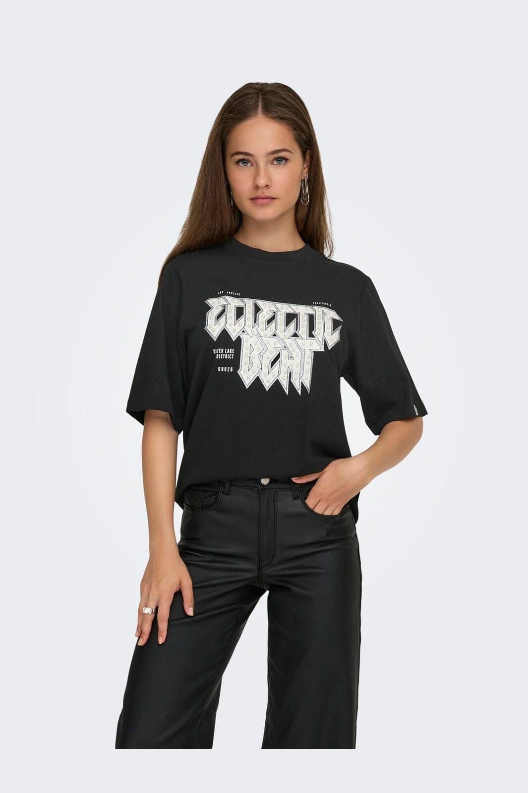 Only - Onlpuri Life S/S Top Box Pri - 4955266 Black Electric + Label Puri Thunder