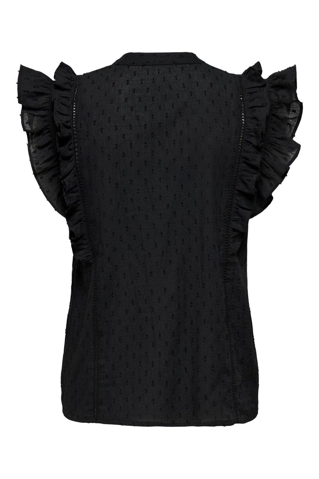 Only - Onlraina S/L V-Neck Ruffle Top Ox - 4925990 Black